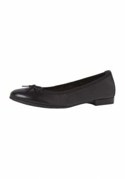 Tamaris Ballerinas, Uni, Obermaterial Leder, Dezenter Gummizug, Für Damen Schwarz