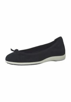 Tamaris Ballerina, Leder, Schleife, Wechselfußbett, Für Damen NAVY